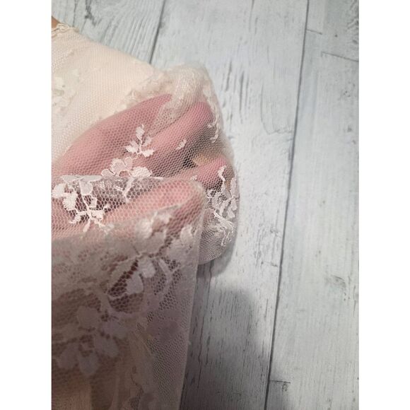 VTG 80s Pretty in Pink Blush Lace Drop Waist Dress Sz. 12 - Picture 9 of 11